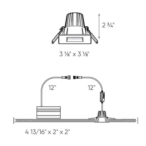 Dals Lighting Edge 2-Inch Square Indoor/Outdoor Regressed Gimbal Down Light RGR2SQ-CC-BK